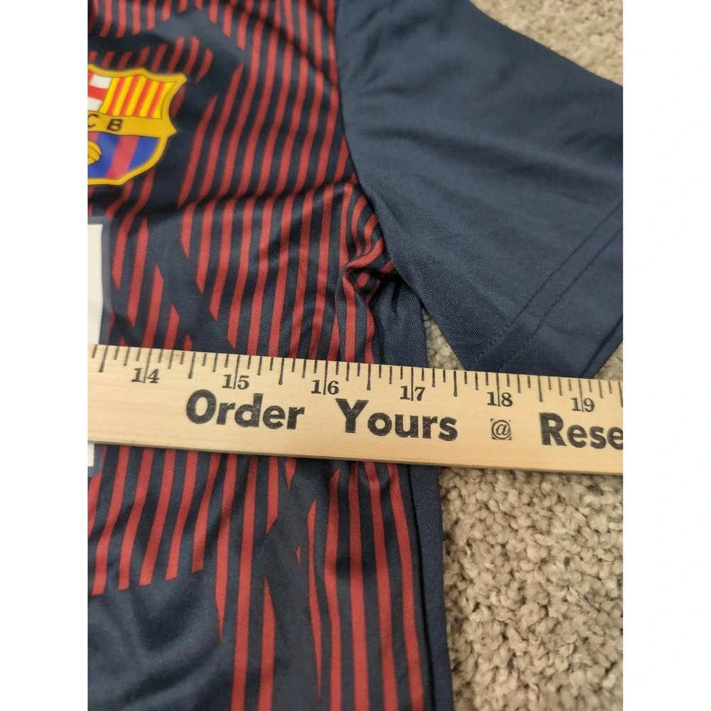 FC Barcelona Kids Soccer‎ Jersey T Shirt FCB BARCA Red Black Stripe L/G
